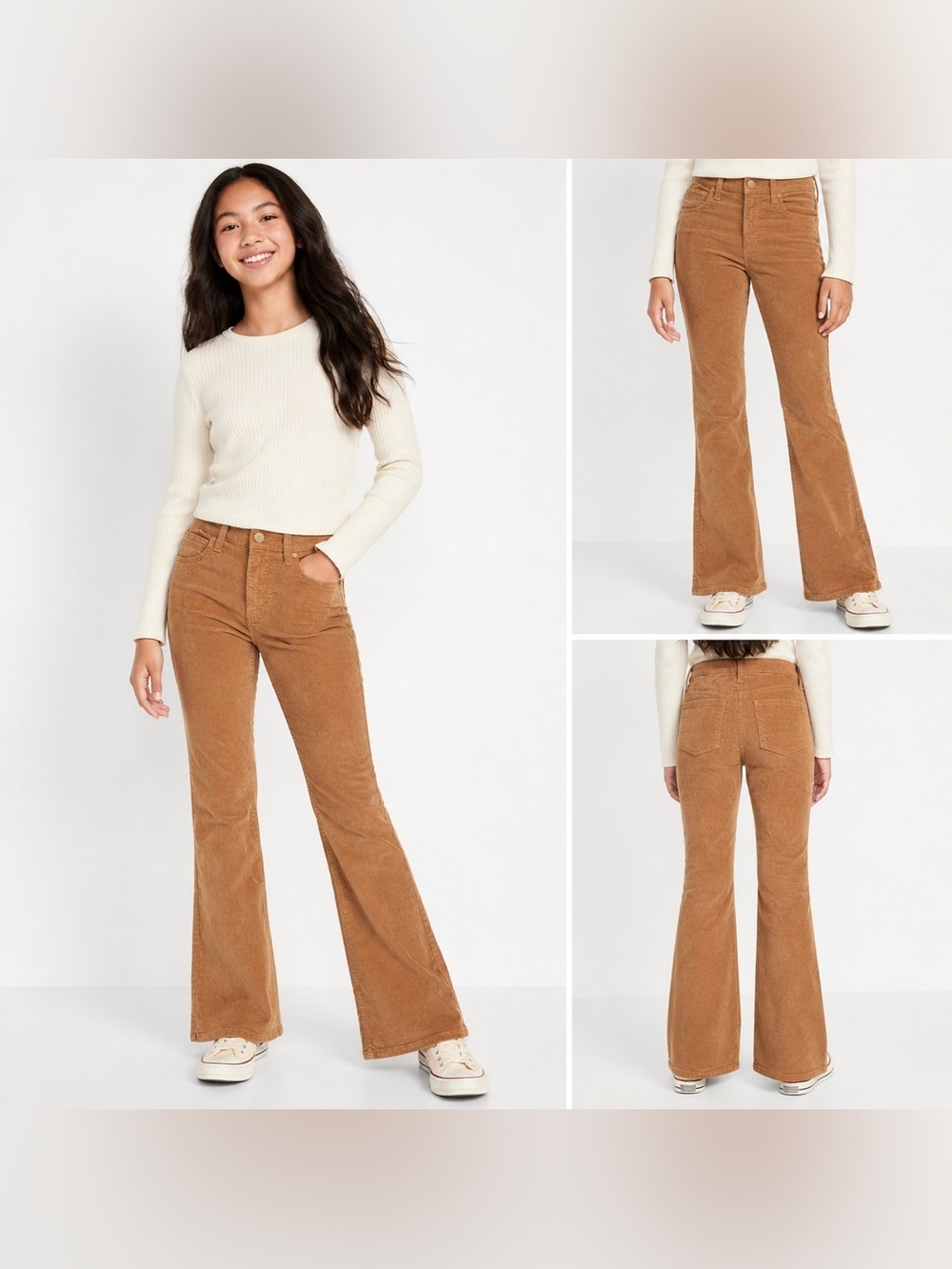 NWT Old Navy Girls High-Rise Flare Corduroy Pants Camel Tan Size 12